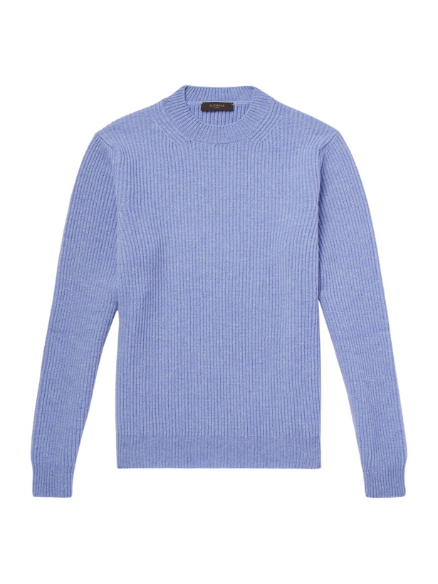 Photo: Slowear - Slim-Fit Ribbed Wool Sweater - Blue