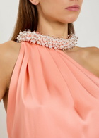 Stella Mccartney Embellished-choker Asymmetric Satin Mini Dress Light Pink