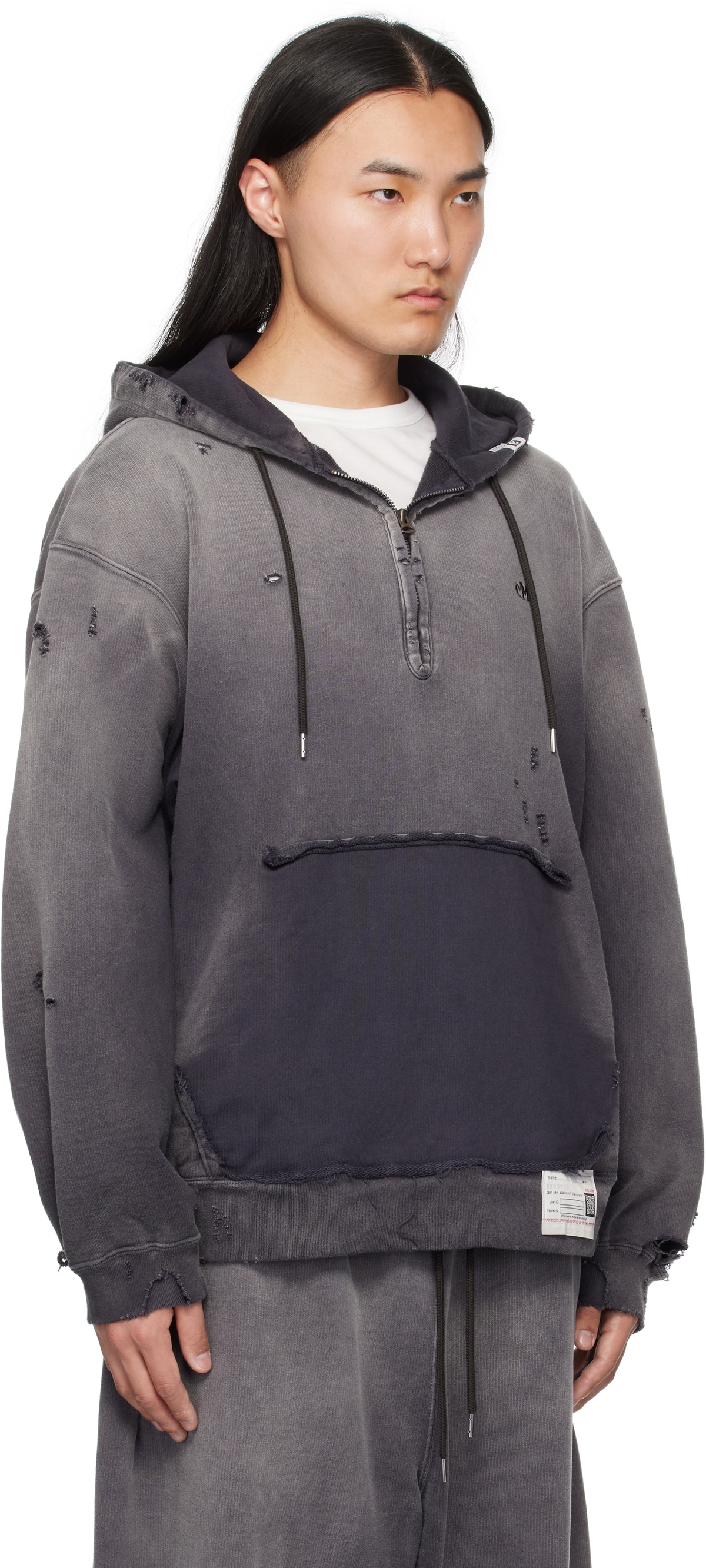めい　0324 Maison MIHARA YASUHIRO Black Sun Faded Half Zip-Up Hoodie Maison