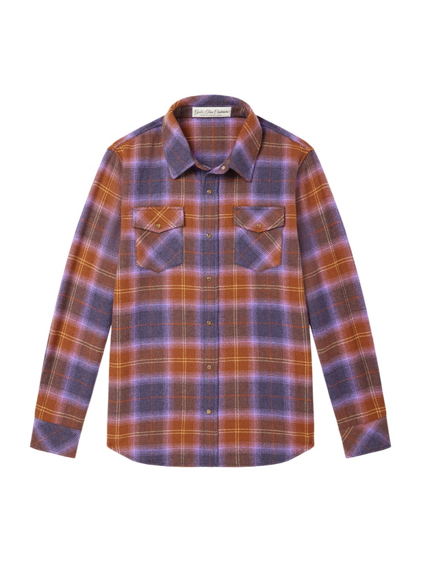 Photo: God's True Cashmere - Tartan Cashmere-Flannel Shirt - Purple