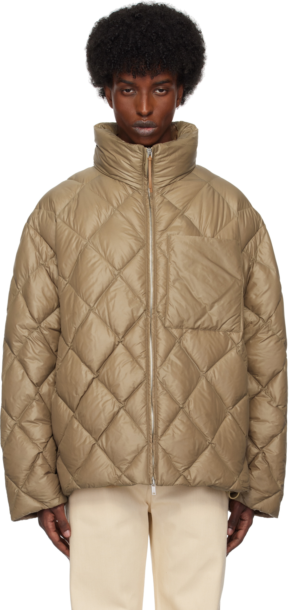 Jil Sander Brown Quilted Down Jacket Jil Sander