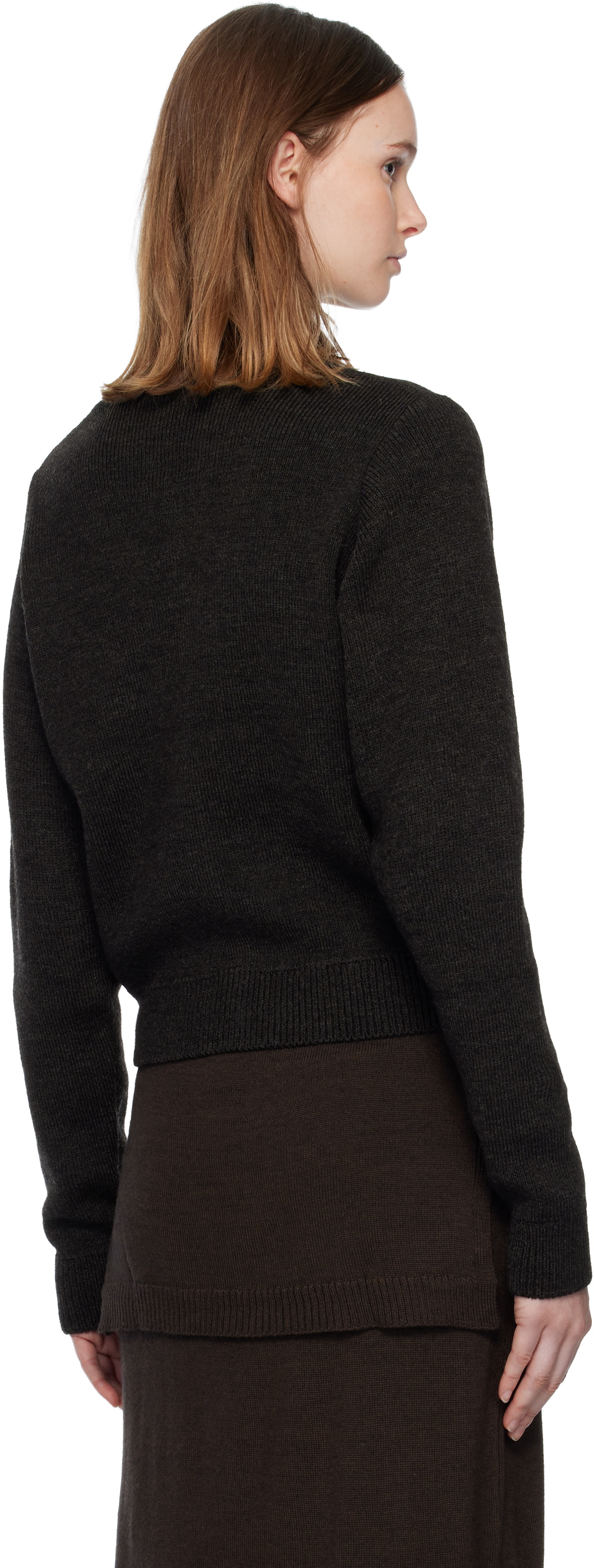 LEMAIRE Brown Ribbed Cardigan
