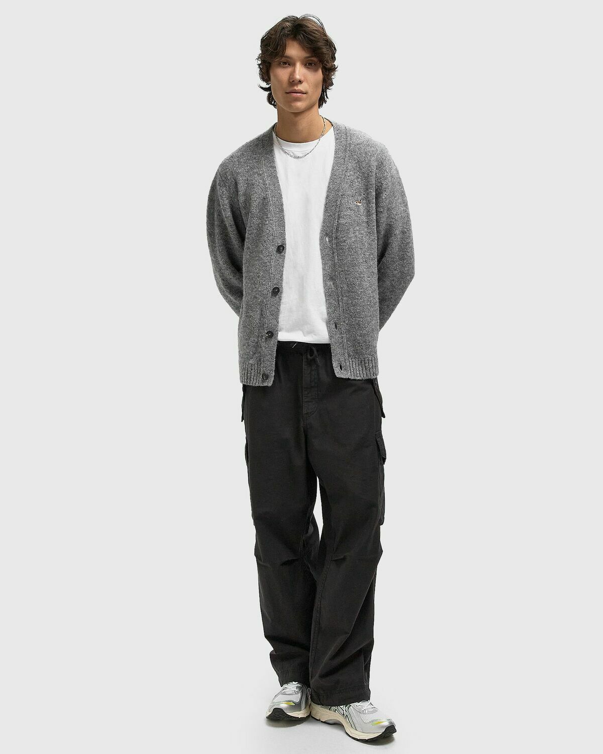 Edmmond Studios DUCK PATCH CARDIGAN Grey Mens Zippers & Cardigan