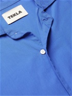 TEKLA - Camp-Collar Organic Cotton-Poplin Pyjama Shirt - Blue