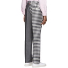 Thom Browne Navy and Grey Gingham Funmix Chino Trousers