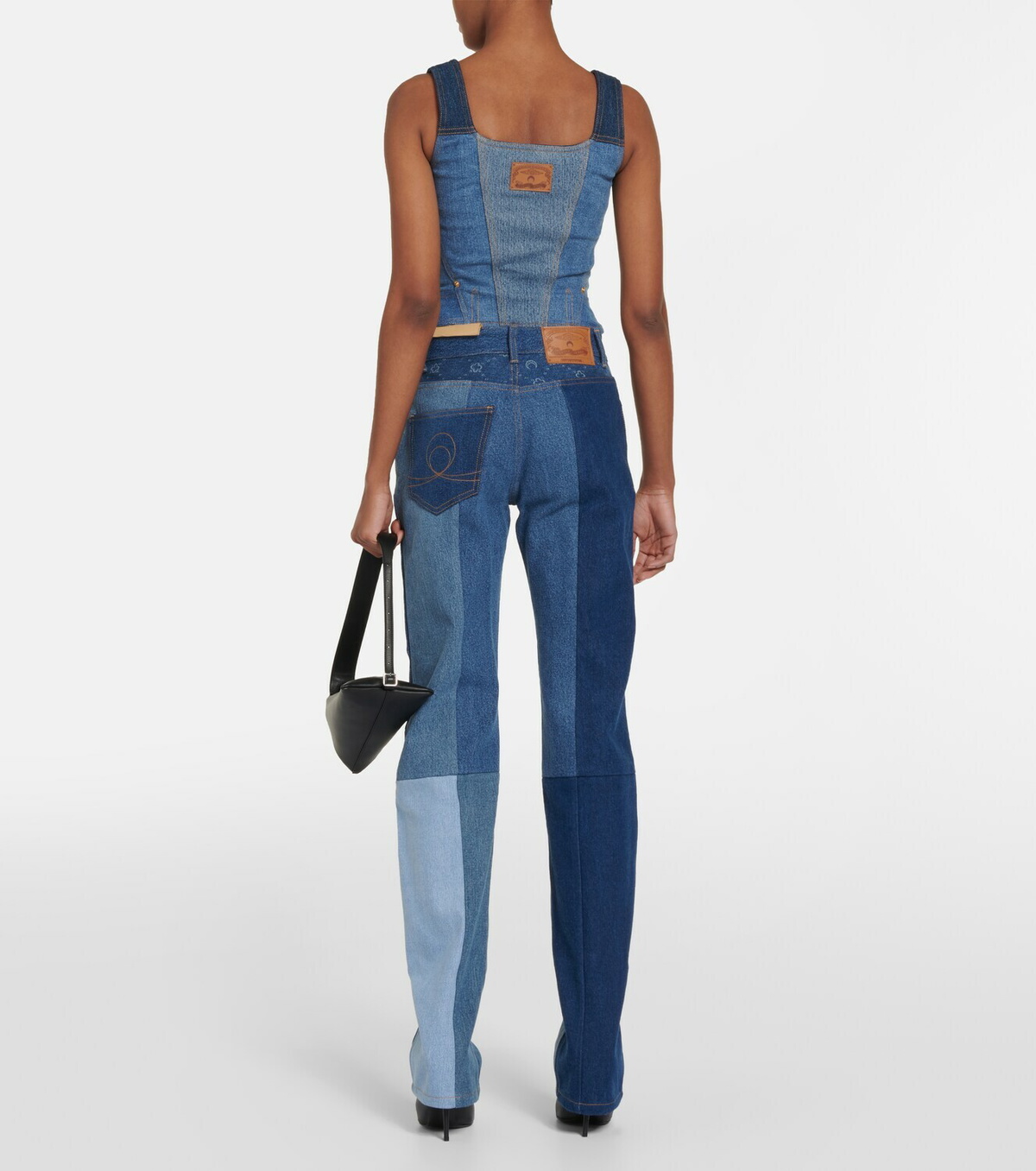 Marine Serre - Moonogram patchwork straight jeans