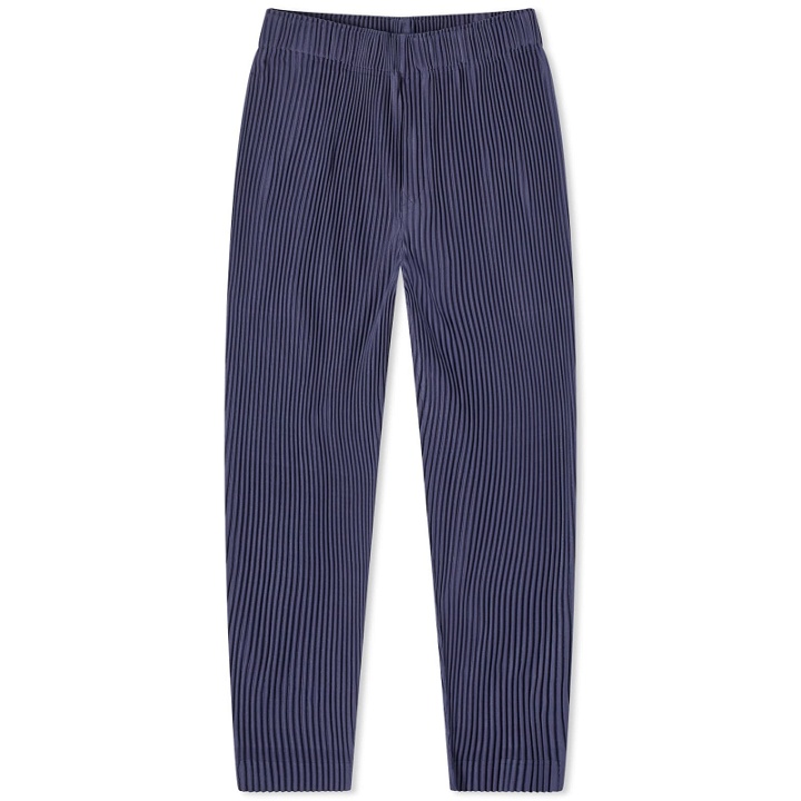 Photo: Homme Plissé Issey Miyake Men's Pleated Tapered Trousers in Blue Charcoal