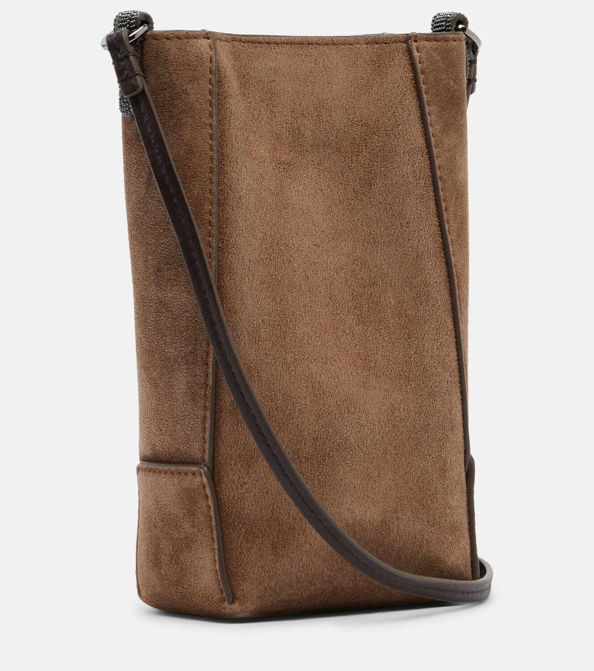 Brunello Cucinelli Duo Mini Monili suede phone pouch