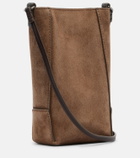 Brunello Cucinelli Duo Mini Monili suede phone pouch