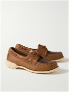 Visvim - Americana II Eye-Folk Textured-Leather Boat Shoes - Brown