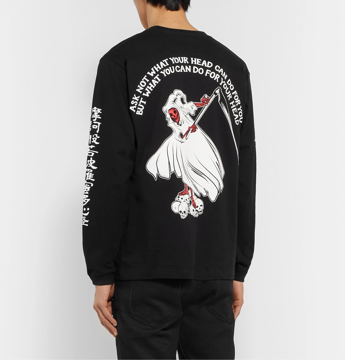 Blackmeans - Printed Cotton-Jersey T-Shirt - Black