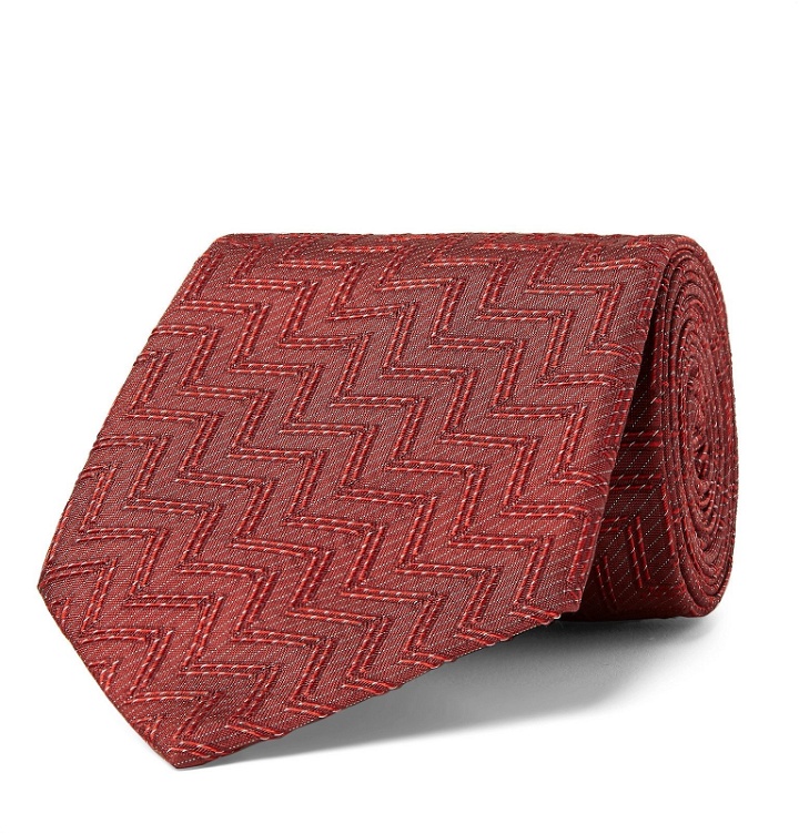 Photo: Giorgio Armani - 7.5cm ZigZag Silk-Jacquard Tie - Red