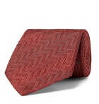 Giorgio Armani - 7.5cm ZigZag Silk-Jacquard Tie - Red