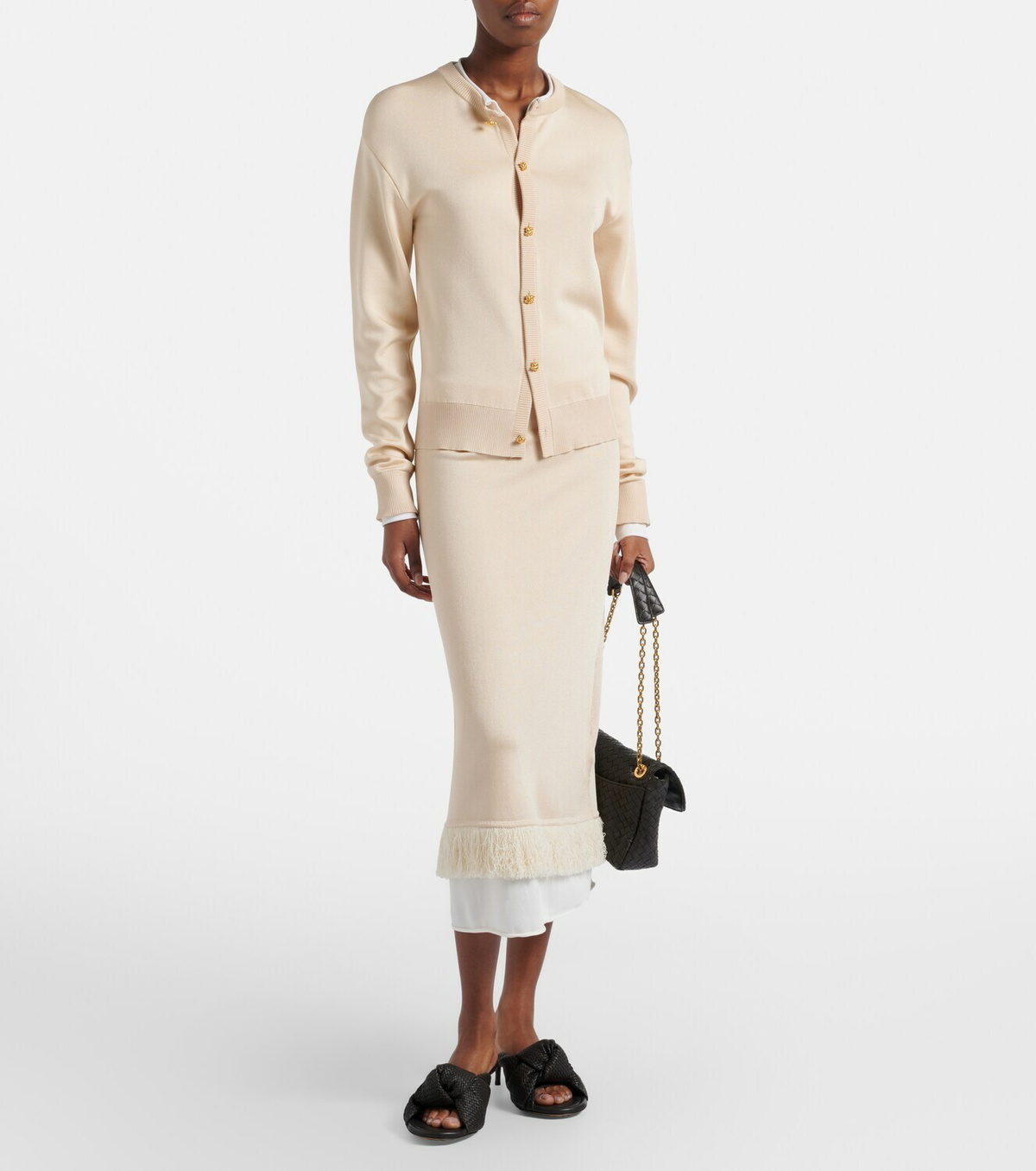 Bottega Veneta Knitted silk midi skirt