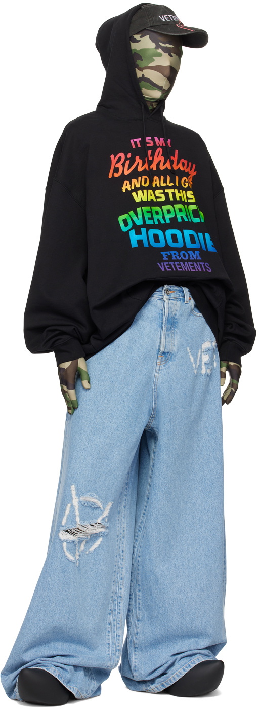 パンツ VETEMENTS DESTROYRD JEANS Buy VETEMENTS men blue logo destroyed baggy jeans for $1,080