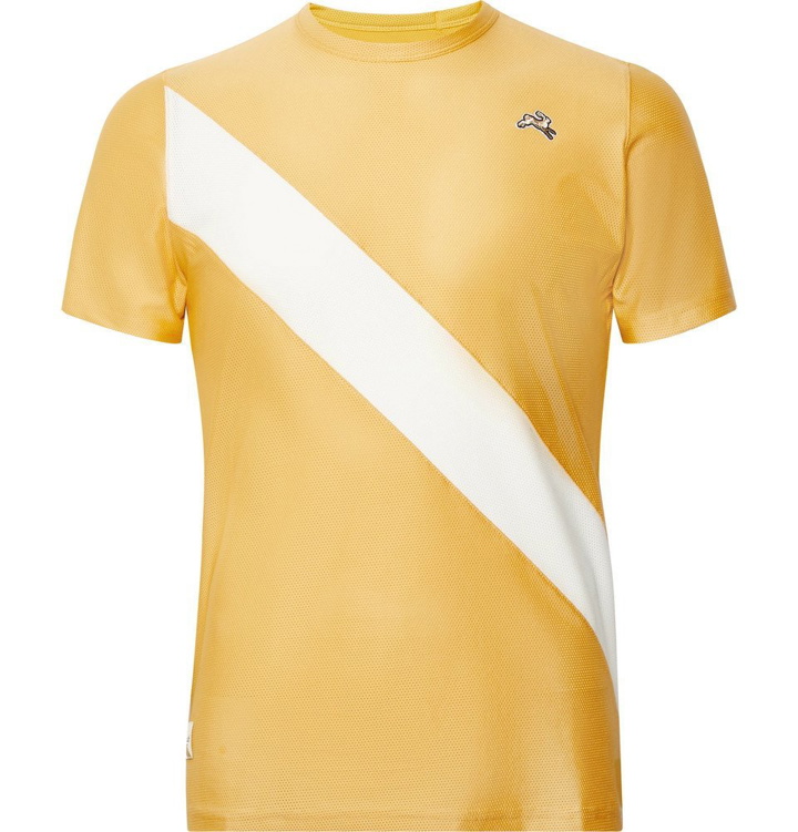 Photo: Tracksmith - Van Cortlandt Striped Stretch-Mesh T-Shirt - Yellow