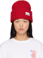 GANNI Red Rib Beanie
