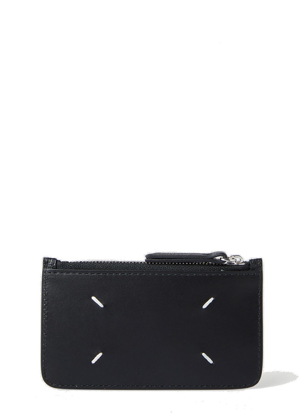 Photo: Faux-Leather Zip Card Holder in Black