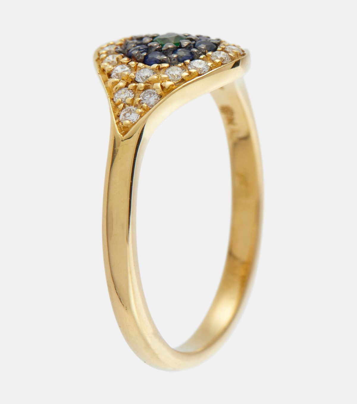 Ileana Makri Cats Eye 18kt gold ring with diamonds, sapphires and tsavorite