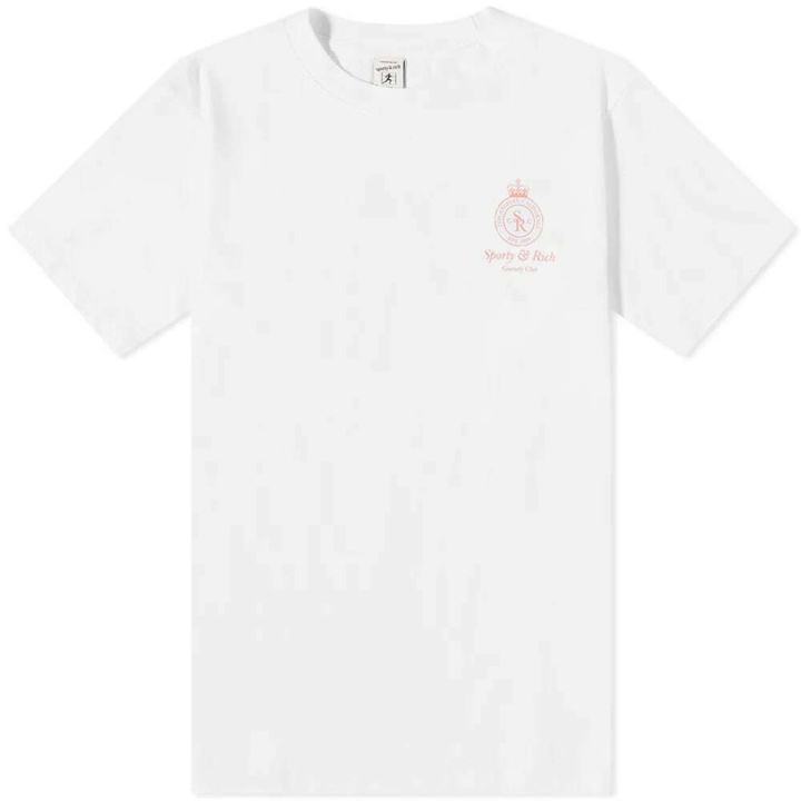 Photo: Sporty & Rich Men's Crown T-Shirt in White/Grapefruit