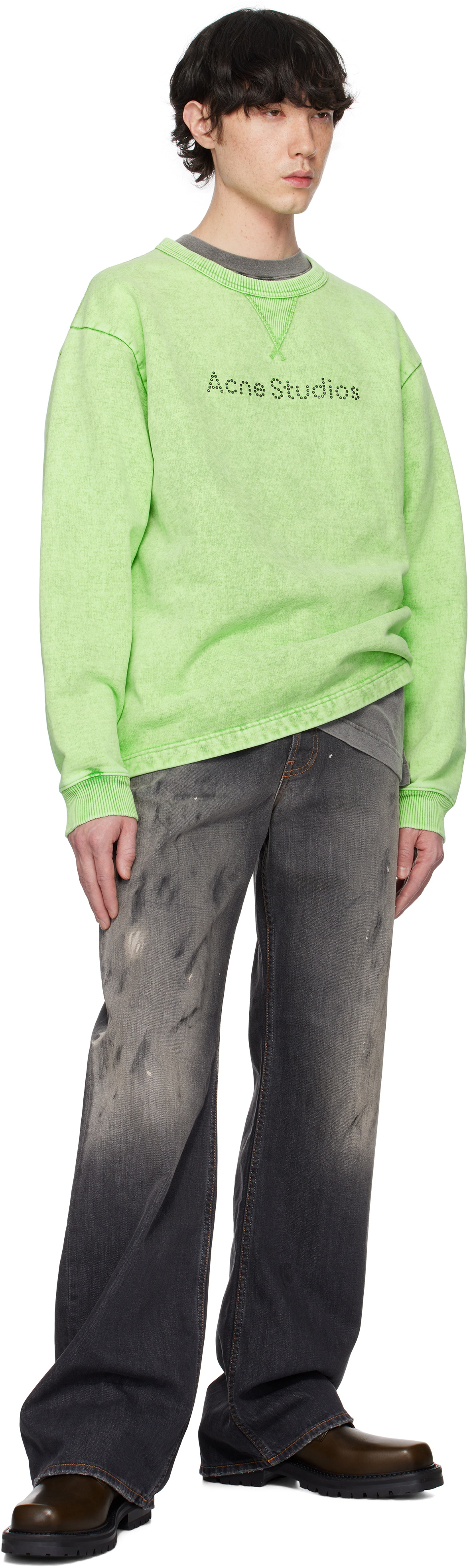 Acne Studios Green Logo Stud Sweatshirt Acne Studios