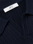 Mr P. - Textured Organic Cotton Polo Shirt - Blue
