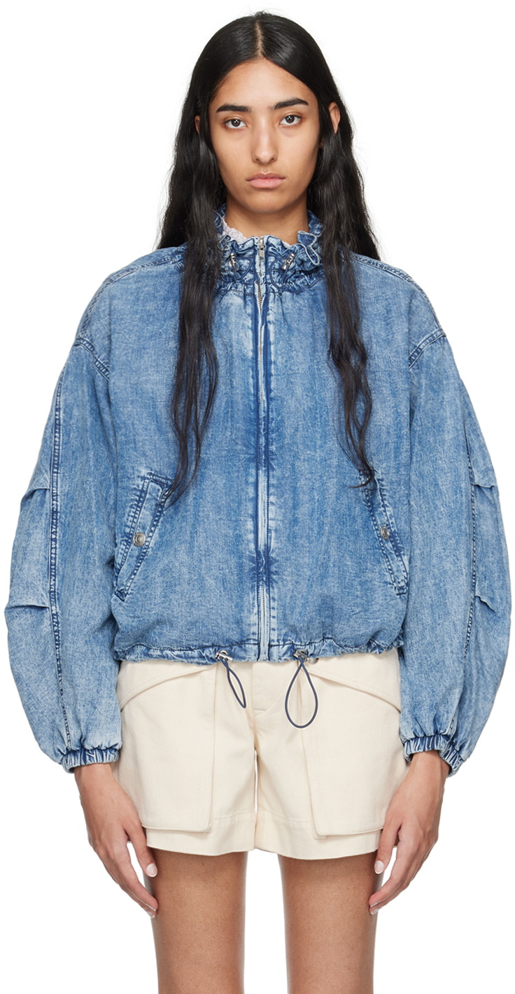 Isabel Marant Etoile Blue Plume Bomber Jacket