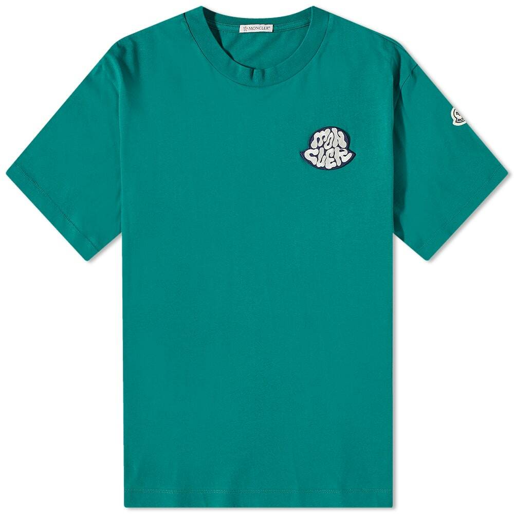 MONCLER ミントグリーン Tシャツ Moncler Men's Wave Logo T-Shirt in Green Moncler