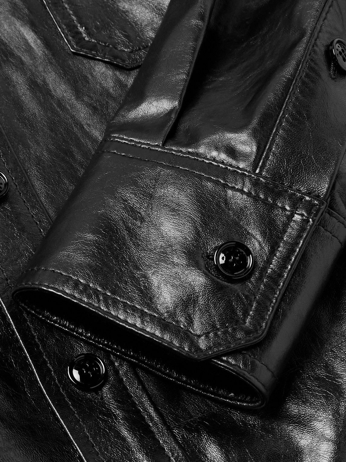 Marni - Logo-Embroidered Glossed-Leather Overshirt - Black
