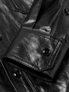 Marni - Logo-Embroidered Glossed-Leather Overshirt - Black