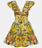 Camilla Paths Of Gold floral cotton minidress