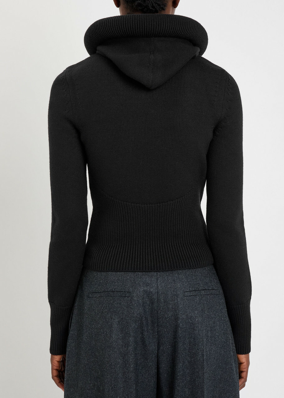Alaïa Hooded Wool-knit Jumper Black