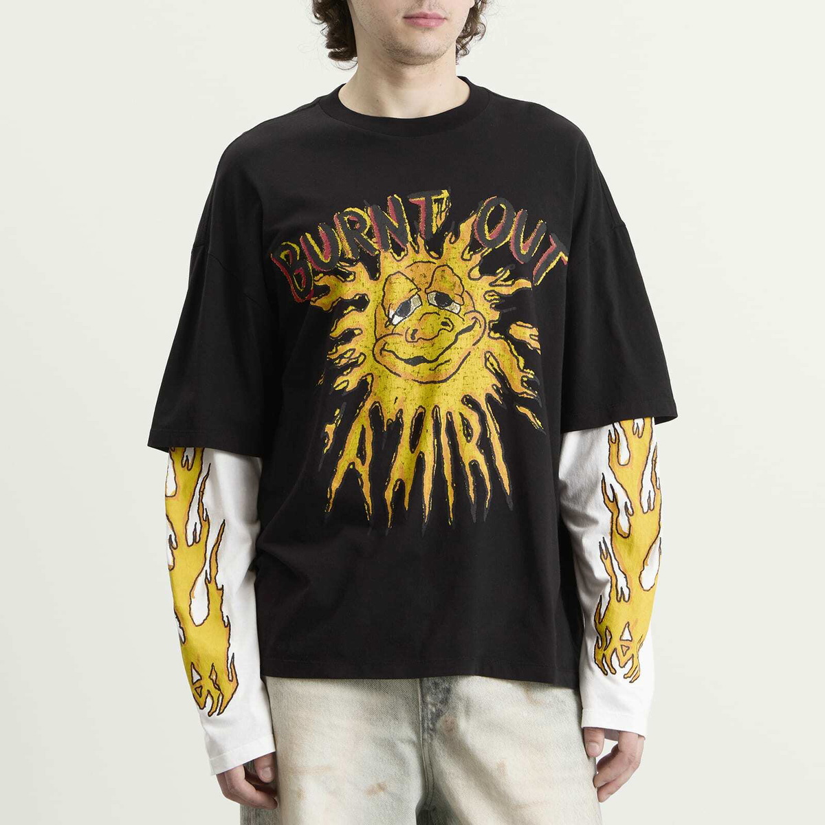 Amiri Men's Burnt Out Double Layer T-Shirt in Black
