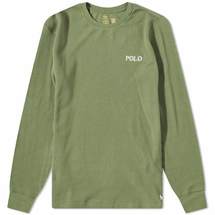 Photo: Polo Ralph Lauren Men's Long Sleeve Mini Waffle T-Shirt in Army Olive