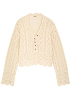 Free People Charlotte Pointelle-knit Sweatshirt Cream