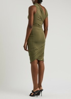 Helmut Lang Wind Draped Jersey Midi Dress Olive