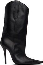 Pushbutton Black Mid-Calf Cowgirl Boots