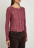 Free People Jae Lace-cutwork Cotton-blend top Red
