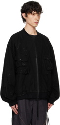 Professor.E Black Parachute Cargo Bomber Jacket