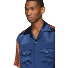 Gucci Blue and Orange Silk Bowling Shirt