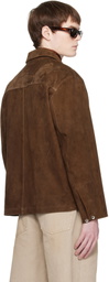 COOR Brown Two-Tone Button Suede Jacket