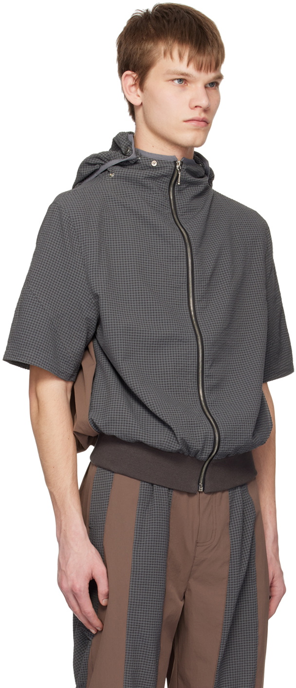 Uncertain Factor Gray Mirage No. 1 Short Sleeve Zip-Up Hoodie