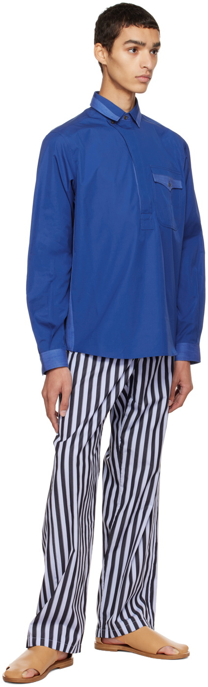 Sébline Black & Blue Stripe Pyjama Pants
