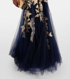 Costarellos Arcangela appliqué tulle gown