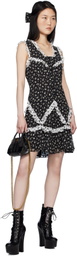 Anna Sui Black Ditsy Dot Chiffon Ruffle Minidress
