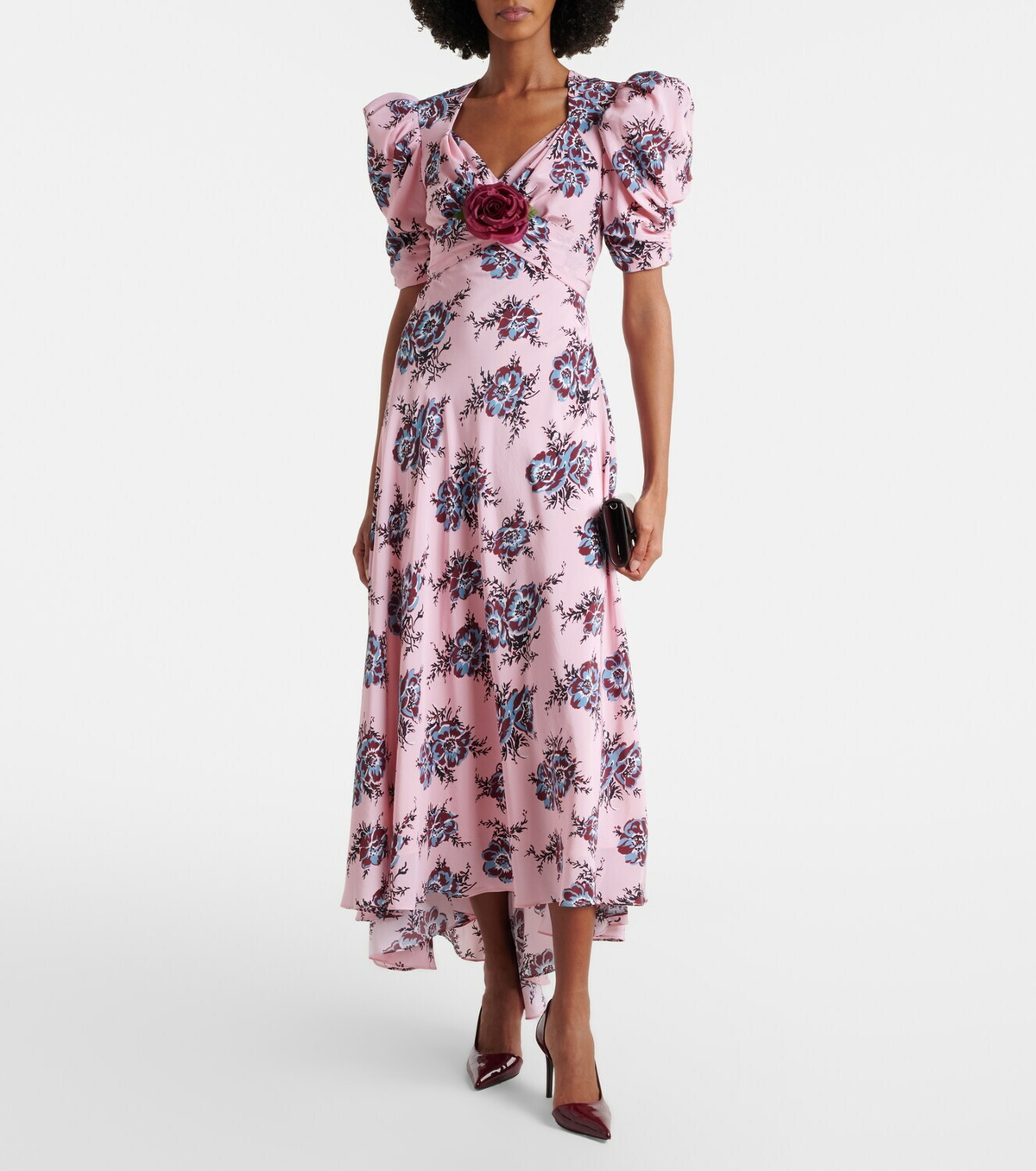 Rodarte Floral-appliqué silk gown