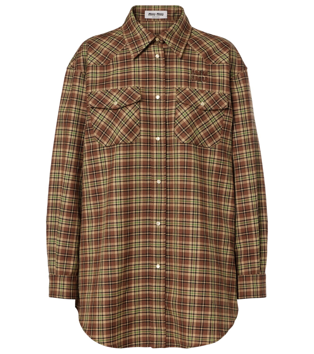 Miu Miu Plaid oversized virgin wool shirt Miu Miu