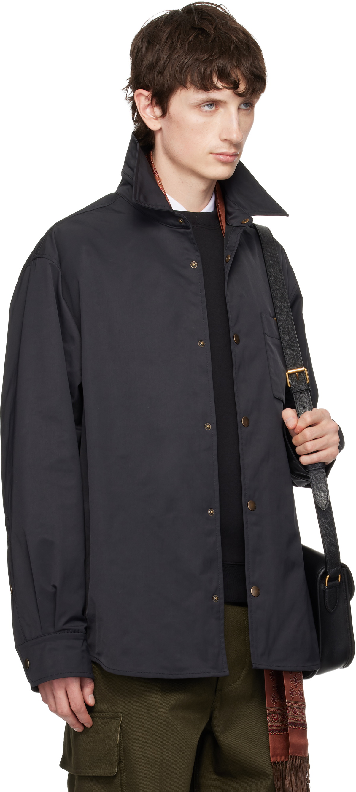 Valentino Black Nylon VGold Overshirt