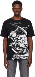 Balmain Black Flower Print T-Shirt