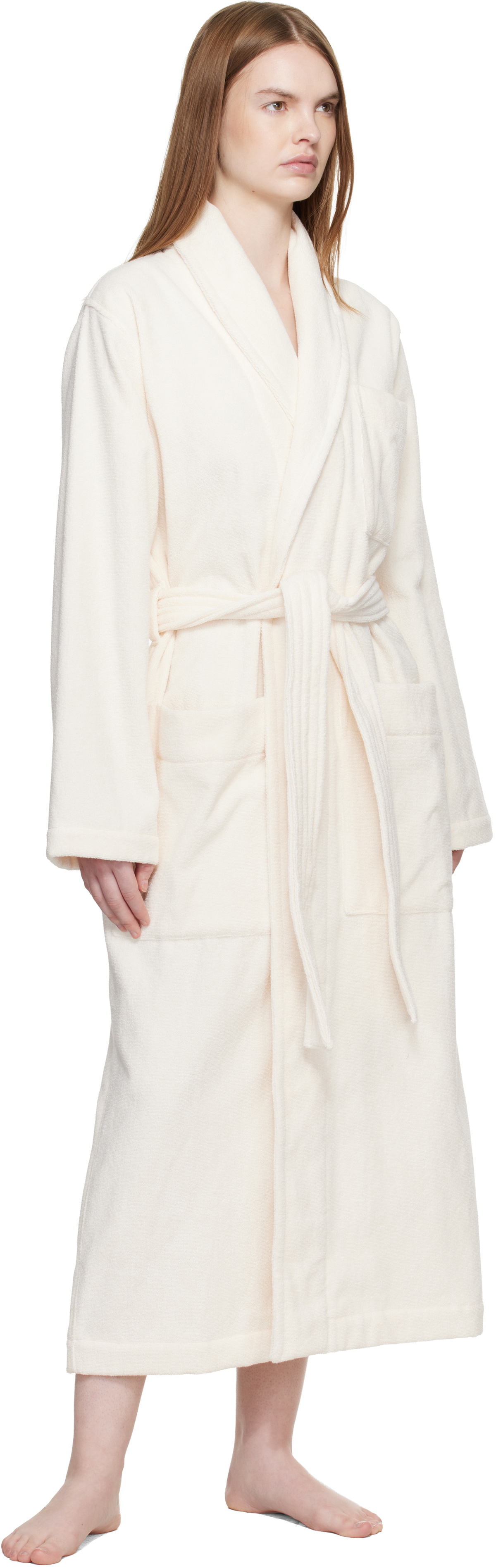 Tekla Off White Terry Classic Bathrobe